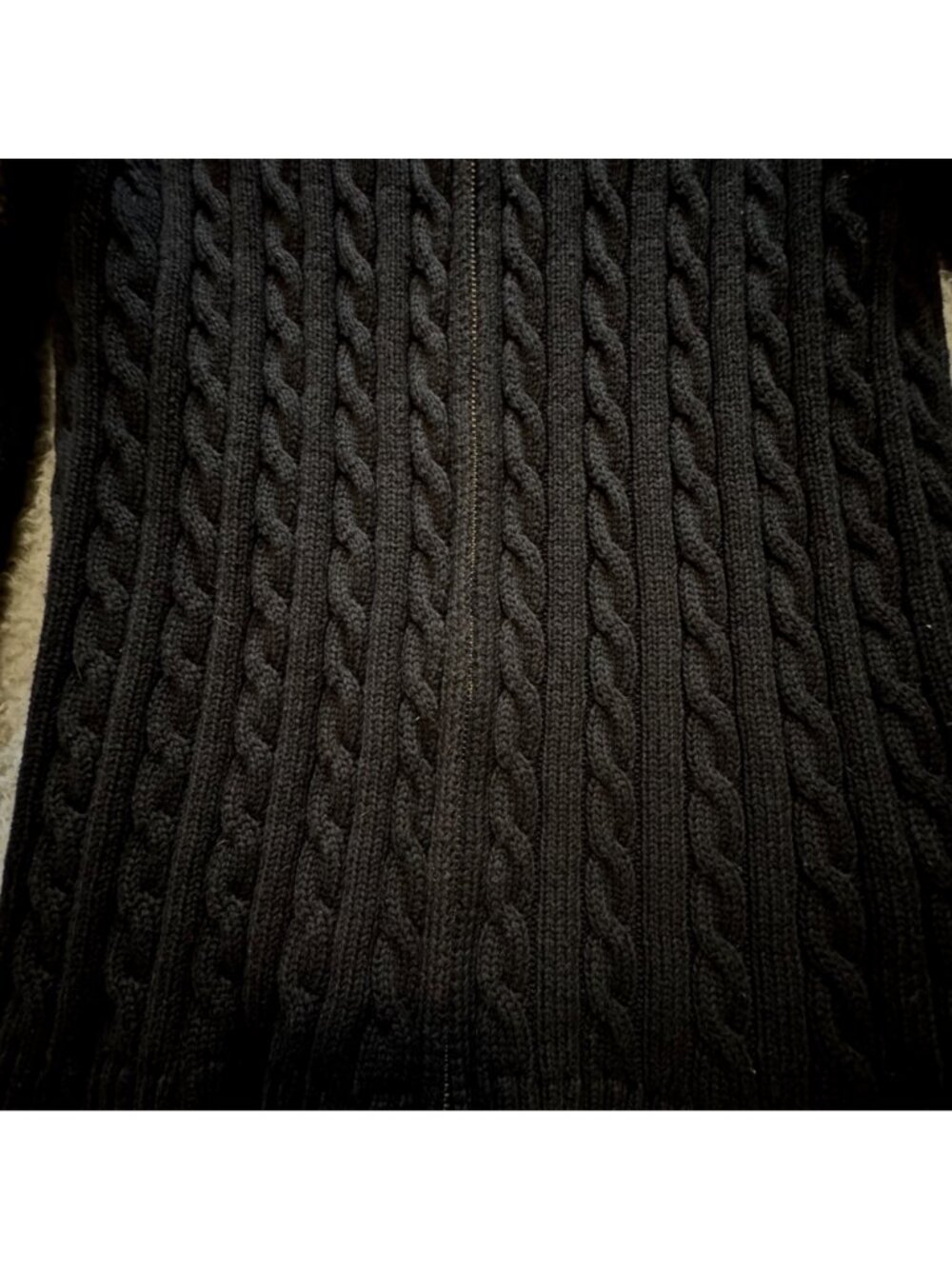 L.L.Bean Women’s Small Black Cable Knit Zip Cardigan Sweater Classic Old Money - Picture 6 of 10
